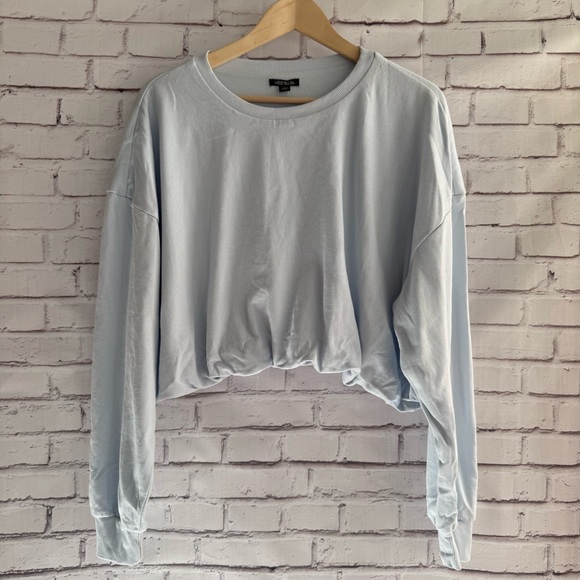wild fable Tops - Wild Fable Light Blue Cropped Bubble Sweatshirt